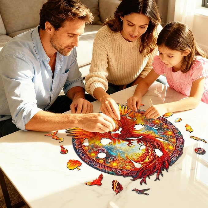 KAAYEE Wooden Jigsaw Puzzles-Wooden Puzzle for Adult Unique Shape Advanced Phoenix Wood Puzzle Adults, Fathers Mother Gifts Christmas Family Puzzles 8.5 * 7.9in 100pcs