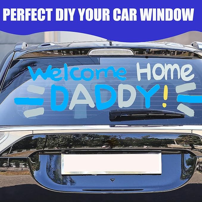 Window Chalk Markers for Cars Glass Washable, 16 Colors Jumbo Liquid Chalk Marker Pens with 10mm 3 in 1 Nib Wide Tips, Big Chalkboard Markers Car Window Paint Pens for Auto, Bistro, Mirror, Poster