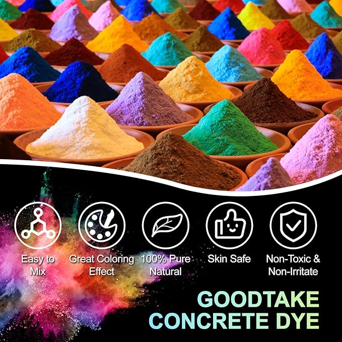 GOODTAKE Concrete Pigment, Brown Iron Oxide Pigment Powder, Concrete Cement Dye Color Pigment for Pastel Tile Paint Concrete Cement Mortar Grout (Brown, 12 oz)
