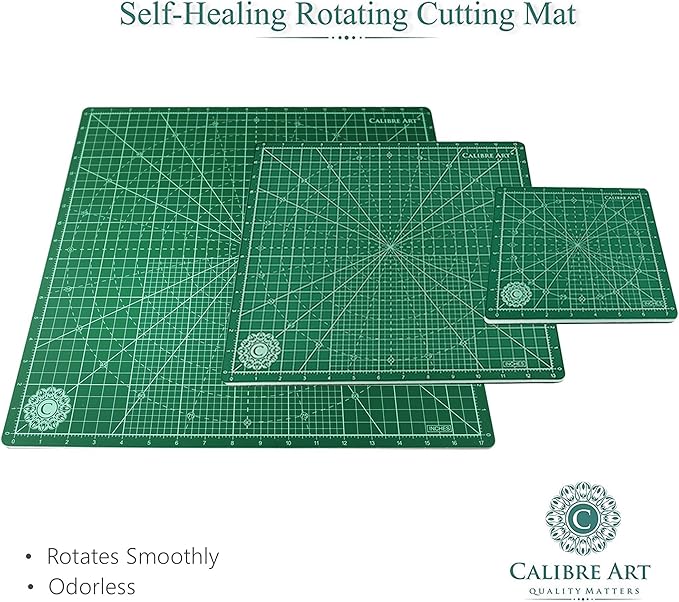 Rotating Self Healing Cutting Mat 14x14 (13" Grid), Perfect for Quilting & Art Projects