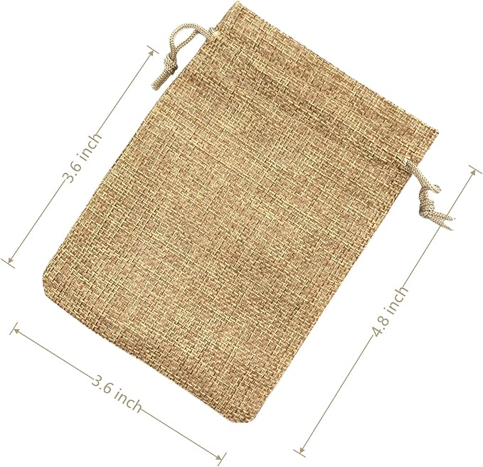 Palmhomee Pack Of 25 Burlap Gift Bags with Drawstring Linen Jewelry Pouches Wedding Hessian Jute Bags for Birthday Jewelry and Treat Pouches Party Wedding Favors Gift Art and DIY Craft (3.6x4.8 Inch, Ivory)