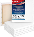 U.S. Art Supply 10 x 10 inch Stretched Canvas for Painting, 12oz Triple Primed, 6-Pack - Professional Artist Quality White Blank 3/4" Profile, 100% Cotton, Heavy-Weight Gesso - Acrylic Pouring, Oil