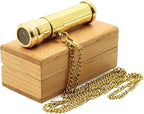 Brass Kaleidoscope with Wooden Box | Handcrafted Vintage Kaleidoscope with Optical Glass Lens & Wooden Storage Box – Collectible Gift for Kids & Adults (Golden/Brass, Small)