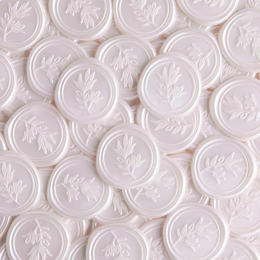 PONATIA Wax Seal Stickers - 50 Pcs Self- Adhesive Wedding Seal Stickers, Light Blush Pink Wax Seals, Perfect for Invitation Cards, Envelopes Christmas Cards, Gift Wrapping, Party Menu Decor
