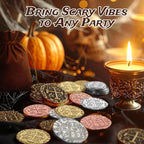 Large Metal Pirate Coins - 100 Bronze, Silver, Gold & Rose Gold Treasure Coin Set, Metal Replica Spanish Doubloons for Pirate Party Decorations & Favors, Tokens, Toys, Cosplay, Treasure Chest