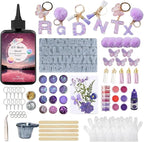 YV-cozx UV Resin Jewelry Making Kit,Crystal Clear Resin with 26 Letter Molds and Casting Tools,DIY Jewelry Making Kit for Necklace,Keychain,Earring (Purple Letter)