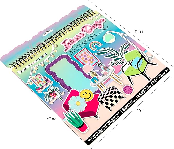Fashion Angels Interior Design Sticker Stylist - 20 Style Boards with 14 Sticker Sheets - Interior Design Set for Kids - Room Design Kit for Girls - 550+ Aesthetic Room Decor Stickers - Ages 6 and Up
