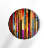 My Photostation.com 27.5''(70cm) Diameter Colorful Wood Pattern Round Glass Wall Art Tempered Glass Printing Wall Decor Large Wall Art Wall Hangings