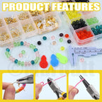 Mardatt 1250Pcs Jewelry Making Supplies Kit Includes 10 Colors 8mm Crystal Beads, Jewelry Pliers, Wires, Jump Ring Opener, Tweezers, Awl, Thimble Ring Jewellry Accessories for Jewellry Repair