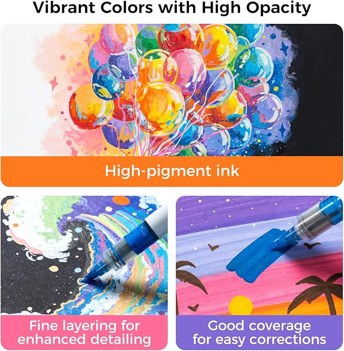Ohuhu Acrylic Paint Markers Direct Liquid: 24 Colors Flexible Brush Tip Acrylic Markers High Opacity Paint Pens Waterproof Lightfast for Rock Easter Eggs Wood - Nahuku