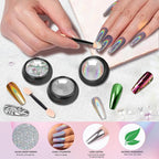 Mirror Chrome Nail Powder Set, 40 Colors Unicorn Iridescent Holographic Chrome Powder, Metallic Gold Silver Red Blue Green Black Purple Brown Chrome Pigment Nail Art Glitter Chameleon Flakes Sequins