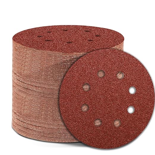 180 Grit 5 Inch Sanding Discs Hook and Loop Sandpaper, 150 PCS 8 Hole Adhesive Medium Grit Sand Paper for Random Orbital Sander