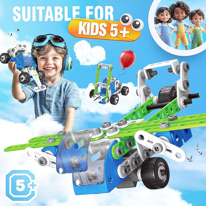 SMIESSKIDDO 18 in 1 STEM Toys, 175 PCS Building Toys for Kids Ages 4-8 5-7 6-8 Educational Activities for Boys 4-6 8-10 Construction Creative Games Birthday Gifts for 4 5 6 7 8+ Year Old Boy Girl
