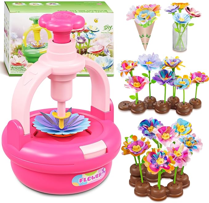 Plunack Flower Bouquet Craft Kits for Kids Age 4-8, Flower Press Kit DIY Flowers Making Toy for 4 5 6 7 Year Old Girls Arts & Crafts Toys Educational Handmade Activity Set, Birthday Gift for Girls 3+