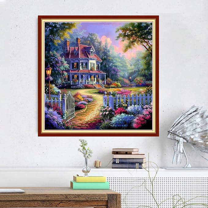 Magxvouy Cross Stitch Kits Stamped Full Range of Embroidery Kits,Cross Stitch Patterns Needlework Kits for Beginners 11CT Printed Kits&Home Scenery 18x18 inch