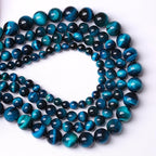 Blue Tiger Eye Gemstone Loose Beads Natural Round Loose Stone Beads for Jewelry Making DIY Bracelet Necklace Earrings 8mm 48pcs 1 Strand 15" (Blue Tiger Eye, 8mm)