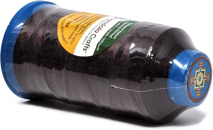 Mandala Crafts Bonded Nylon Thread Dark Brown Heavy Duty Sewing Threads - 1500 YDs Size 69 210D T70 Tex 70 Thread for Leather Jeans Weaving Outdoor Marine Upholstery Threads