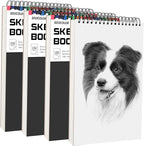 Soucolor Artist 9x12 Sketch Book Set, 4 Pack 100-Sheet Spiral Drawing Pads (68lb/100gsm) | Acid-Free Drawing Paper for Teens, Adults Classroom Art Supplies, Charcoal, Graphite, Pastel Pencils & Sticks
