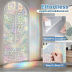 DOWELL Window Privacy Film Rainbow Film, Stained Glass Decorative Sticker, Static Cling Non-Adhesive Glass Clings, Sun Blocking Heat Control Window Coverings for Home Door, 17.5" x 118.1"