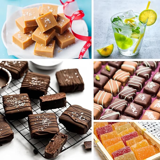 Sakolla Square Chocolate Mold, 40 Cavities Silicone Cube Mold for Chocolate, Candy, Caramel, Ice Cubes, Ganache, Gummy