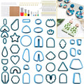 PTFJZ Polymer Clay Cutters for Earring Making - 160pcs Clay Tools Set with Earrings Accessories, 42+8pcs Different Shape Plastic Clay Cutters (Style B-Blue)