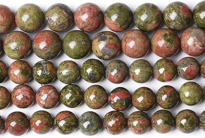 45pcs 8mm Natural Unakite Gemstone Beads Round Loose Beads for Jewelry Making DIY Bracelet Necklace