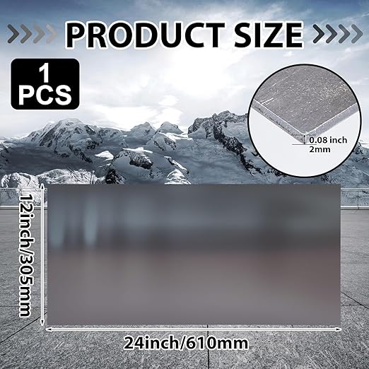 Hicarer 12 x 24 Inch A36 Carbon Steel Sheet 0.08" Thickness Length 14 Gauge Hot Rolled Steel Plate for Automotive Sheet Metal, Furniture or Industrial, Unpolished (Mill) Finish
