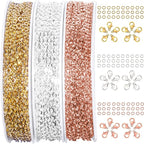 Jishi 30ft Jewelry Making Chains Bulk 2mm Necklace Chains, Jewelry Making Supplies, DIY Craft Earring Bracelet Making Findings, 3-Colors Gold Silver Rose Gold Plated Metal Rolo Cable Link Chain Rolls
