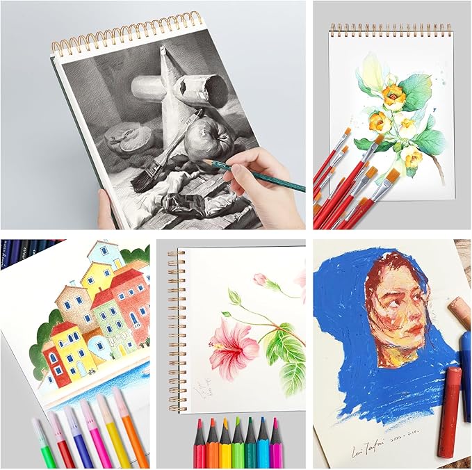 Ddaowanx 9" x 12" Sketch Book, 100 Sheets Spiral Bound Art Sketchbook, (68lb/100gsm) Acid Free Artist Drawing Pad Paper Painting Sketching Pad, Gifts for Kids Adults Beginners