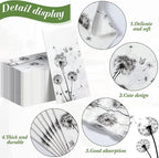 100 Sheets Dandelion Guest Towels Disposable for Bathroom Disposable Paper Napkins for Dinner Party Kitchen Floral Paper Hand Towels for Guest Party Supplies (4.3 x 7.9 Inch)