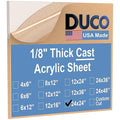 Duco USA-Made Clear Cast Acrylic Sheet 1/8 Inch Thick 24" x 24" - 2 Pack of Transparent Plexiglass Sheet - Lightweight Acrylic Board for Window Replacements, Displays, Signs, and More