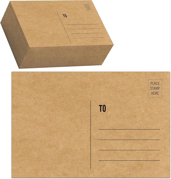 Kraft 4x6 Blank Postcards for Mailing, Brown Cardstock Paper, Thick Cardstock, Ideal for Greeting Cards, Thank You, Invitations & DIY Projects