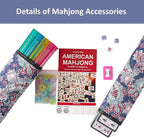 American Mahjong Game Set, 166 White Tiles, 4 All-in-One Color Rack/Pushers, Complete Mahjong Tile Set, Printed Carrying Bag