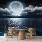 wall26 Wall Sticker/Wall Mural Sea Under Moonlight, Not Peel and Stick, Non-Woven Wallpaper Decorative for Bedroom, Living Room, Office - 120x120 inches
