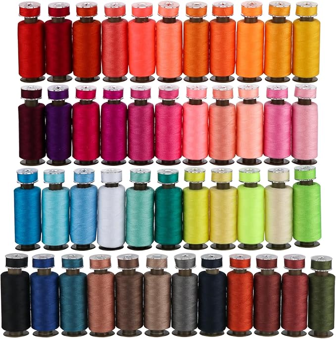 90 Pcs 45 Colors Sewing Thread &Prewound Bobbins Thread, 600yard Thread for Sewing Machine, Sewing Supplies, Polyester Sewing Machine Kit for Hand Sewing, Stitching, DIY