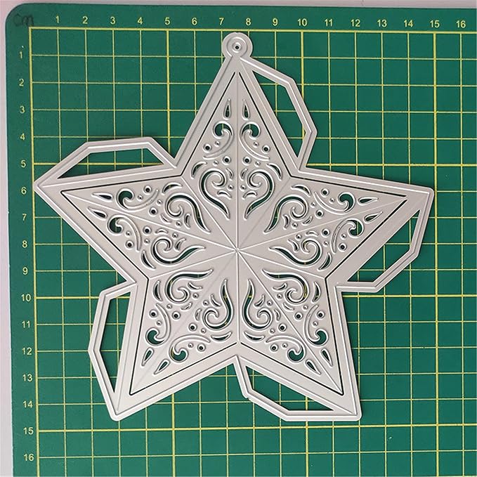 Metal Cutting Dies DIY Merry Christams Embossing Stencil Template Scrapbooking Card Making Mold Photo Album Arts Crafts Tools (Christmas Star- 14.9x14.7cm)