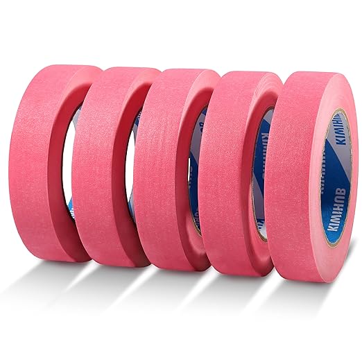 Pink Painters Tape,1 inch x 60 Yards x 5 Rolls (300 Yards Total) - Medium Adhesive Masking Tape for Painting,Labeling,DIY Crafting,Decoration and School Projects