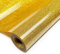 Golden Glitter HTV Heat Transfer Vinyl, 12" x 8ft lron on Vinyl, for T-Shirt Ironing, Vinyl HTV Easy to Cut and Weed, The Best Choice for DIY Creativity. (Golden, 12" x 8ft)