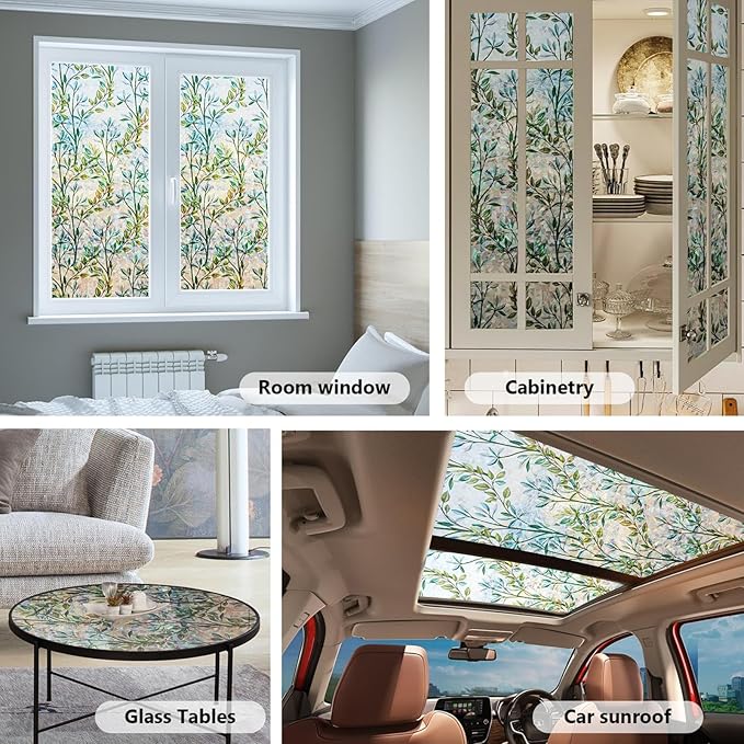 Finnez Window Privacy Film 3D Static Cling Window Film, No Glue Heat Control & 96% UV Blocking for Home Office, Decorative Frosted Glass Cover 23.6 Inch x 13.1 Feet