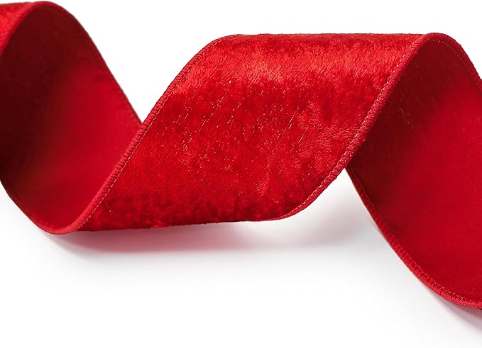 Red Velvet Ribbon 2.5 Inch x 10 Yards for Christmas Tree Topper Home Decoration Wreath Gift Wrapping DIY Craft