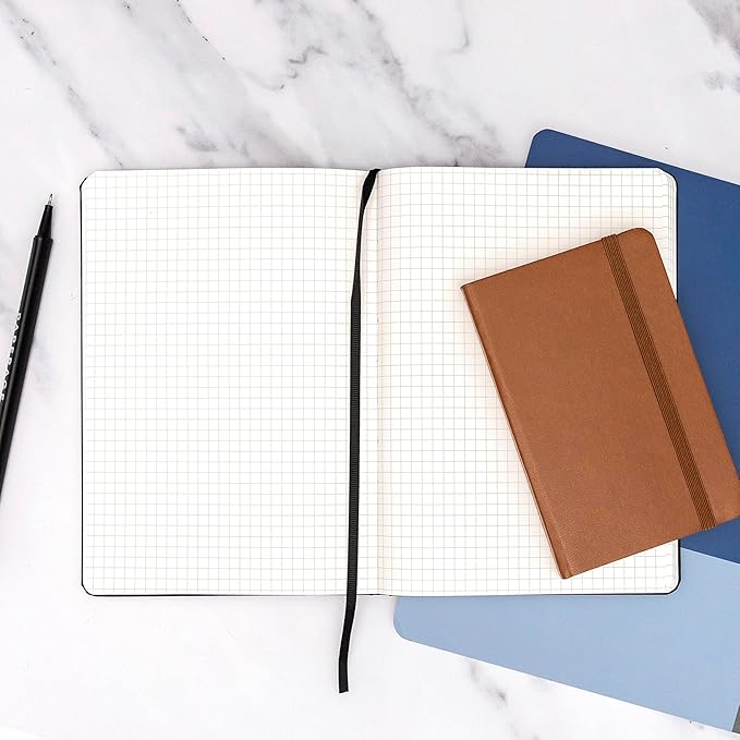 PAPERAGE Graph Paper Spiral Notebook & Journal, (Lavender), 160 Pages, Medium 5.5 inches x 8 inches - 100 GSM Thick Graphing Paper, Hardcover, Double-Wire Grid Spiral Notebook