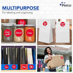 Perco Red 3-Inch Round Circle Dot Sticker Labels - Multi-Roll Pack (3 Rolls, 500 Labels Each) - Permanent Adhesive, Vibrant Colors, Strong Hold - Perforated for Easy Use - Made in USA