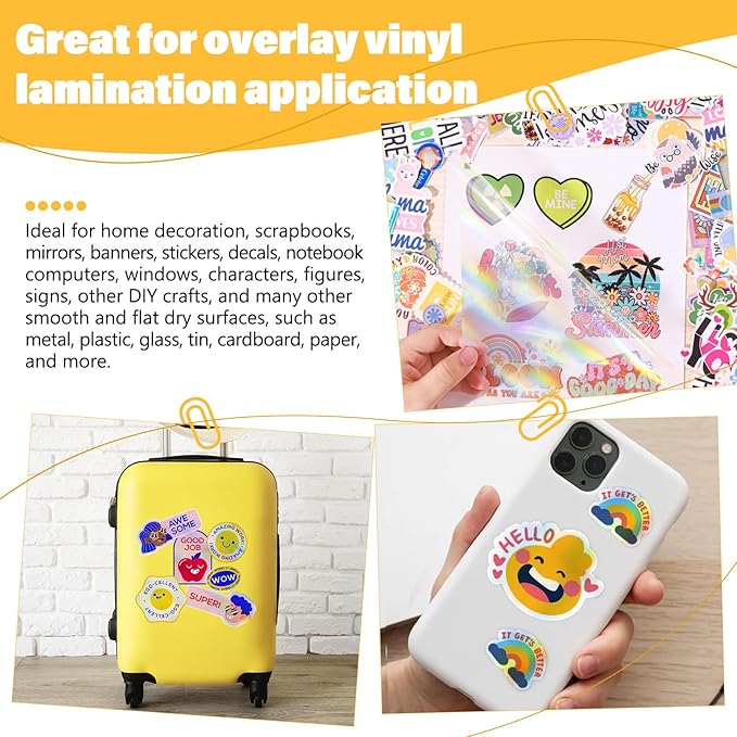 TECKWRAP Holographic Laminate Sheets Laminating Sheets Holographic Sticker Paper for Inkjet Printer Clear Vinyl Laminate Sheets for Stickers 8.26" x 11.69" A4 28 Sheets for DIY Crafts Scrapbooking