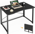 Huuger Folding Desk for Small Spaces, 31.5 Inch Foldable Computer Table, for Home Office, Study, Bedroom, Dorm, Space Saving, Small Writing Work Office Computer Desk, Easy to Fold, Black