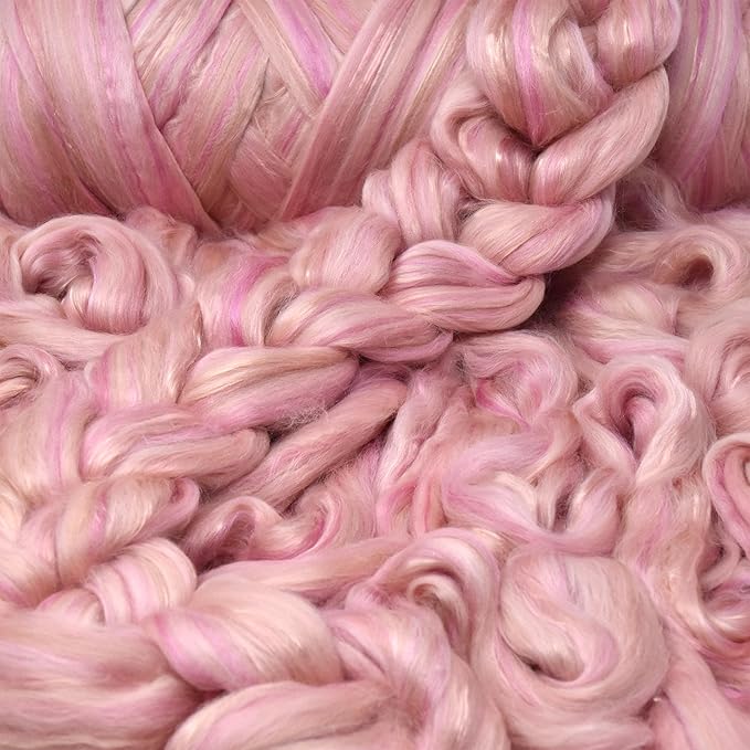 Merino Silk Luxe Tonal Designer Blend. Superfine Merino, Mulberry Silk, Tussah Silk. Top Roving for Spinning or Felting. Tender Heart 4oz