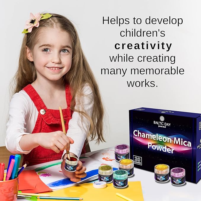 BALTIC DAY - Chameleon Mica Powder, 4 Jars of Color Shift Mica Powder Set - Epoxy Resin Color Pigment Powder - Chameleon Powder - Holographic Mica Powder