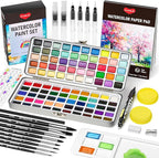 Watercolor Paint Set 100 Colors Including Metallic, Watercolor Kit with Case, Watercolor Paper, Paint Brushes, Palette and Accessories, Water Color Art Supplies Gift for Adults Kids Artists