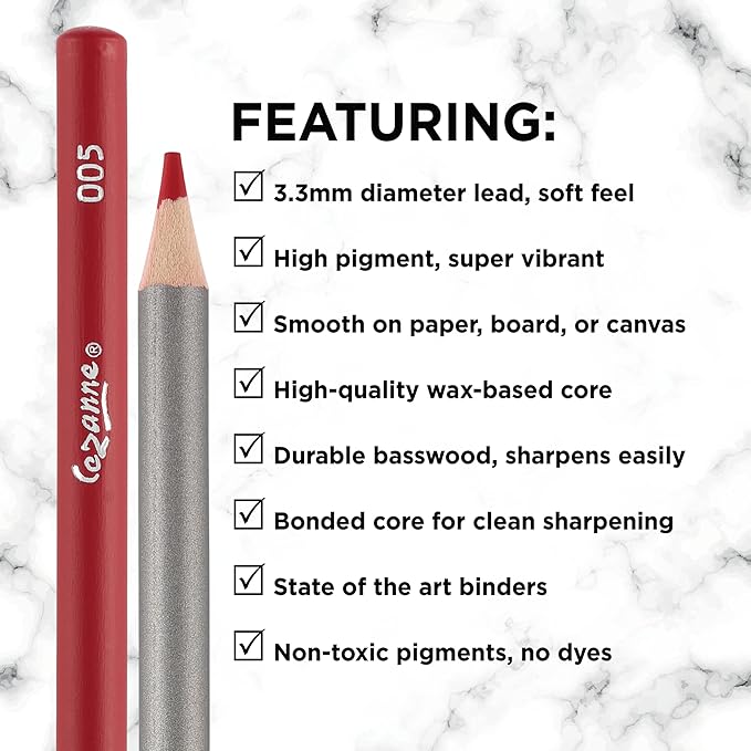 Creative Mark Cezanne Premium Colored Pencils Rose Red 6 Pack - Highly-Pigmented Drawing Pencils - Coloring Pencils for Drawing, Blending, Coloring, and More