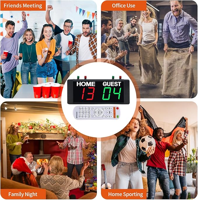 YZ Battery Powered Scoreboard Clock Timer with Buttons, Portable Digital Scoreboard with Remote, Electronic Scoreboard with Stand, Cornhole Score Keeper for Outdoor Yard Games/Shuffleboard/Pickleball