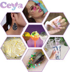 Ceya Holographic Chunky Glitter, 4.9oz/ 140g Blue Craft Glitter Powder Mixed Chunky & Fine Flakes Iridescent Nail Sequins for Nail Art, Hair, Epoxy Resin, Tumblers, Slime, Painting, Festival Decor